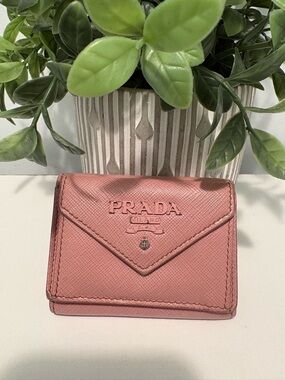Prada Pink Saffiano Compact Trifold Wallet